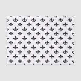 Papel De Seda Fleur-de-lis Preto em Branco