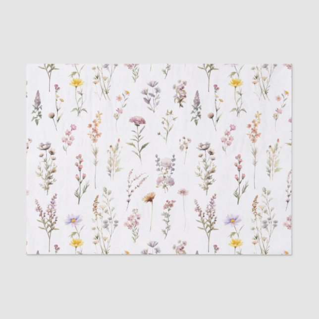 Papel De Seda Fleurs Silvestres Roxas Noivado Boho Floral (Frente )