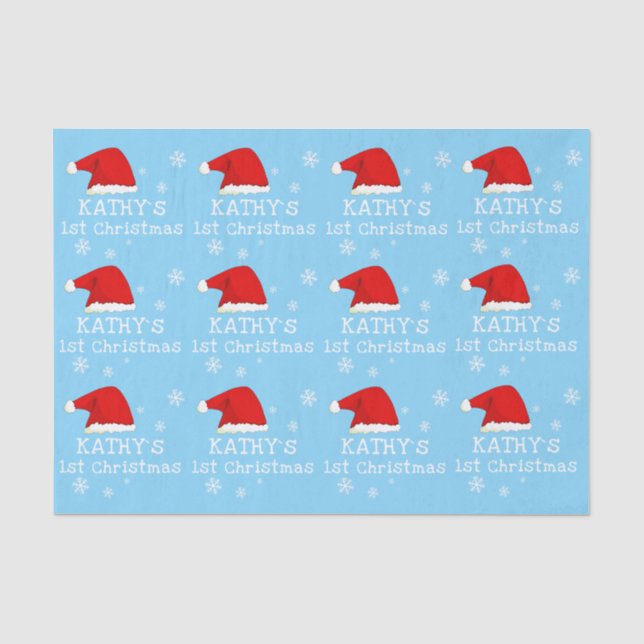 Papel De Seda Floco de Neve Azul de Papai Noel (Frente )