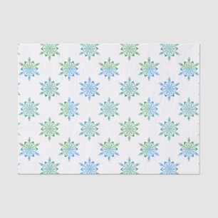 Papel De Seda Floco de Neve Azul Padrão