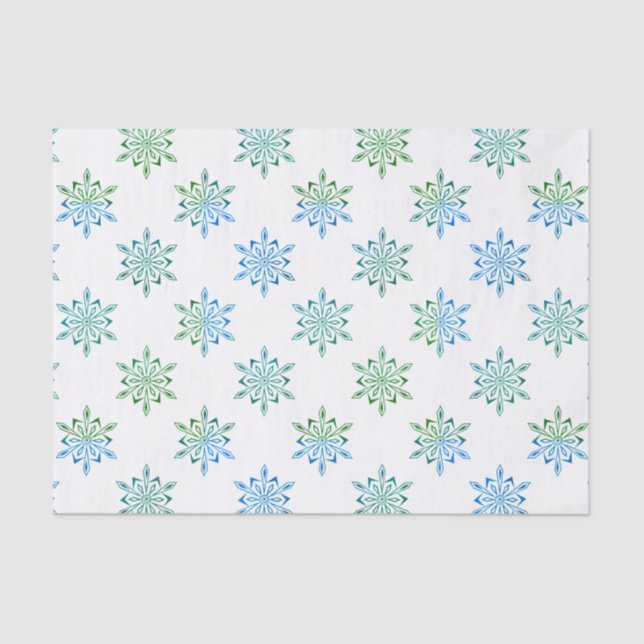 Papel De Seda Floco de Neve Azul Padrão (Frente )