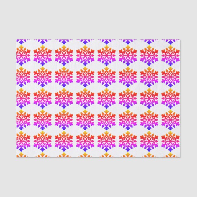 Papel De Seda Floco de neve azul, rosa, laranja, roxo (Frente )