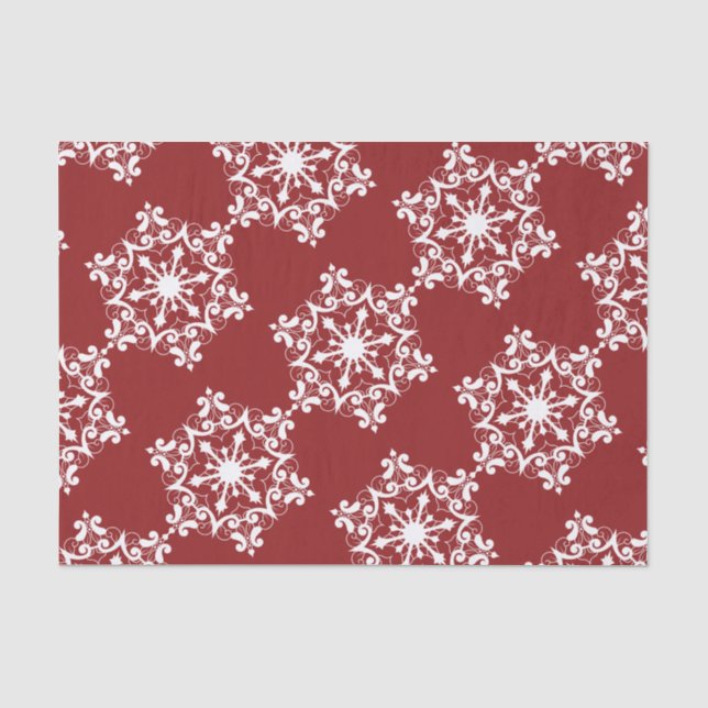Papel De Seda Floco De Neve Branco Em Vermelho De Crimson (Frente )