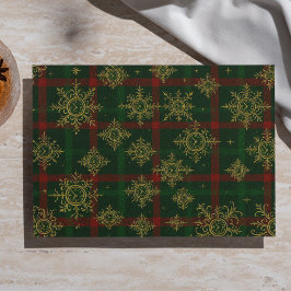 Papel De Seda Floco de Neve Steampunk Xadrez Vermelho e Verde