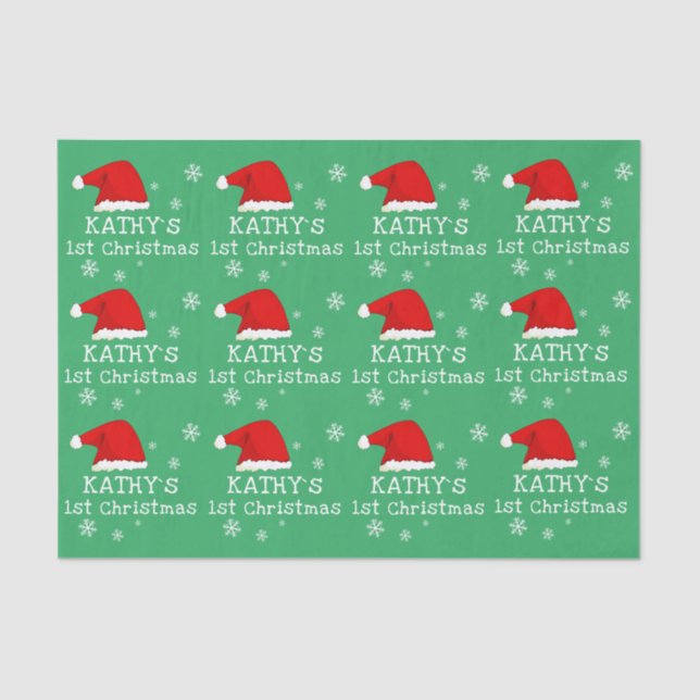 Papel De Seda Floco de Neve Verde de Papai Noel (Frente )