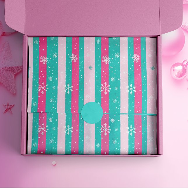 Papel De Seda Floco de neve Vertical Strike Rosa e Mint (Criador carregado)