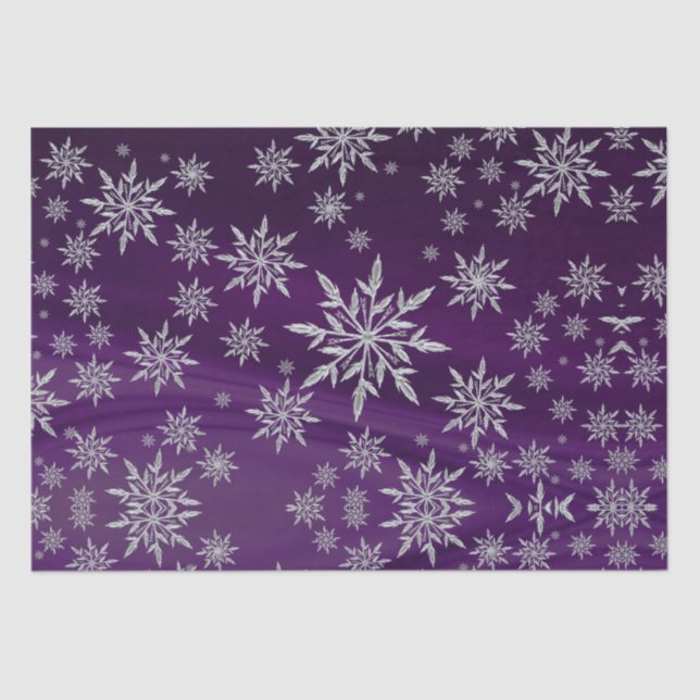 Papel De Seda Flocos de Natal de Cristal de Gelo Roxo  (Frente )