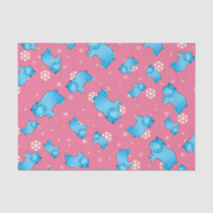 Papel De Seda Flocos de neve azuis bonitos do rosa do Natal do