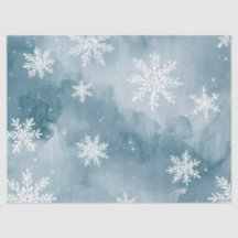 Flocos de Neve Azul Pálido Aquarela Férias de Inve