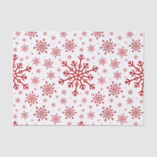 Papel De Seda Flocos de neve bonito de Natal Vermelho em Branco 