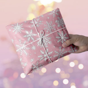 Papel De Seda Flocos de neve brancos e cor-de-rosa-Natal elegant