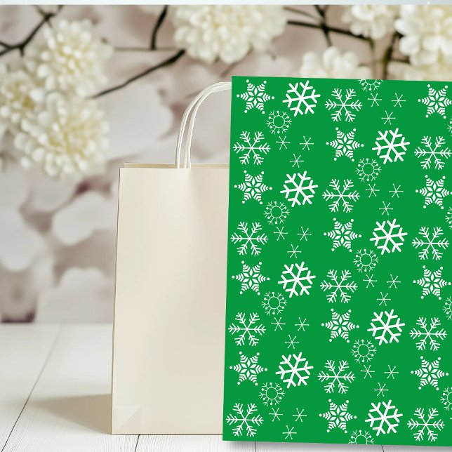 Papel De Seda Flocos de neve brancos e Natal verde (Criador carregado)