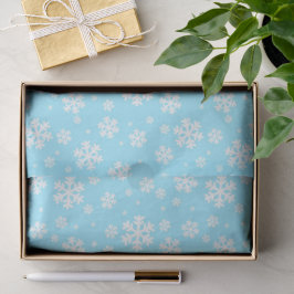 Papel De Seda Flocos de Neve Brancos em um Padrão de Inverno Azu