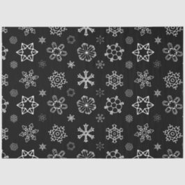 Papel De Seda Flocos de neve brancos no Natal preto