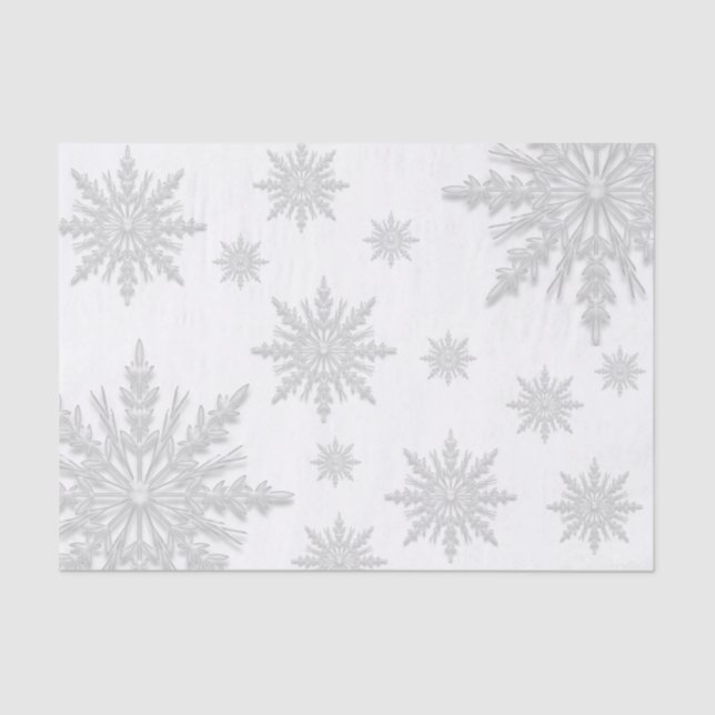 Papel De Seda Flocos de neve de inverno branco (Frente )