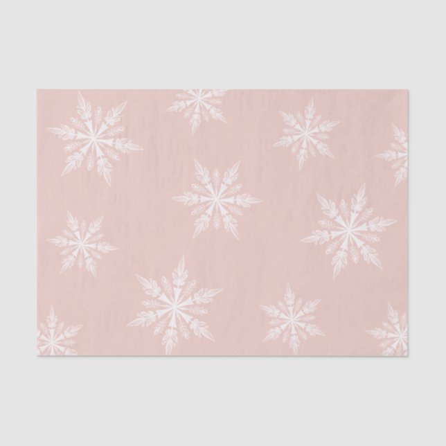 Papel De Seda Flocos de neve de inverno Dusty Pink (Frente )