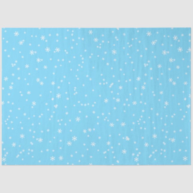 Papel De Seda Flocos de neve de inverno Elegante azul brilhante (Frente )