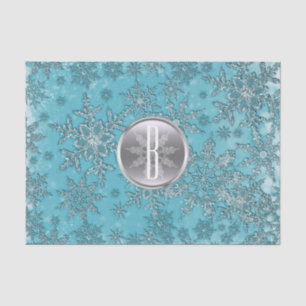 Papel De Seda Flocos de Neve de Inverno Teal Aqua Prata Terra de