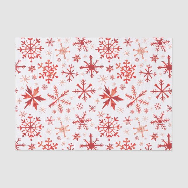 Papel De Seda Flocos de neve de inverno vermelho (Frente )