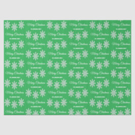 Papel De Seda Flocos de neve de Natal branco Feliz Natal verde