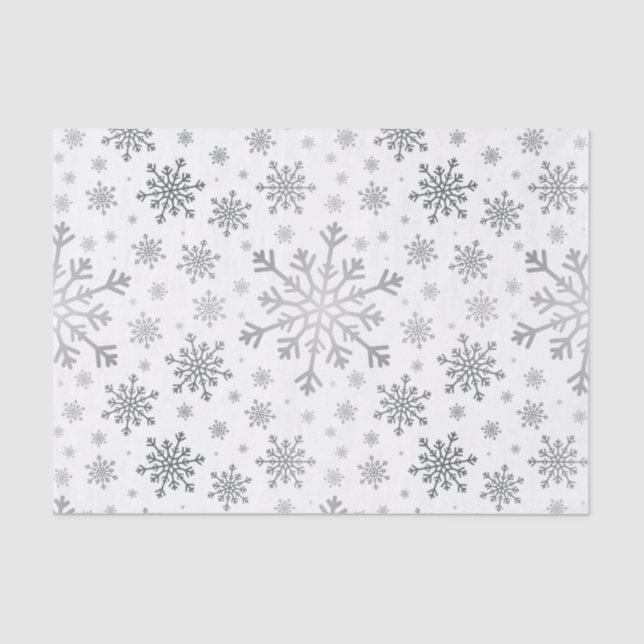 Papel De Seda Flocos de neve de Natal de prata bonito em branco  (Frente )
