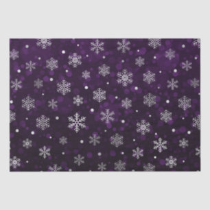 Papel De Seda Flocos de Neve de Natal em Bokeh Roxo e Folha de P