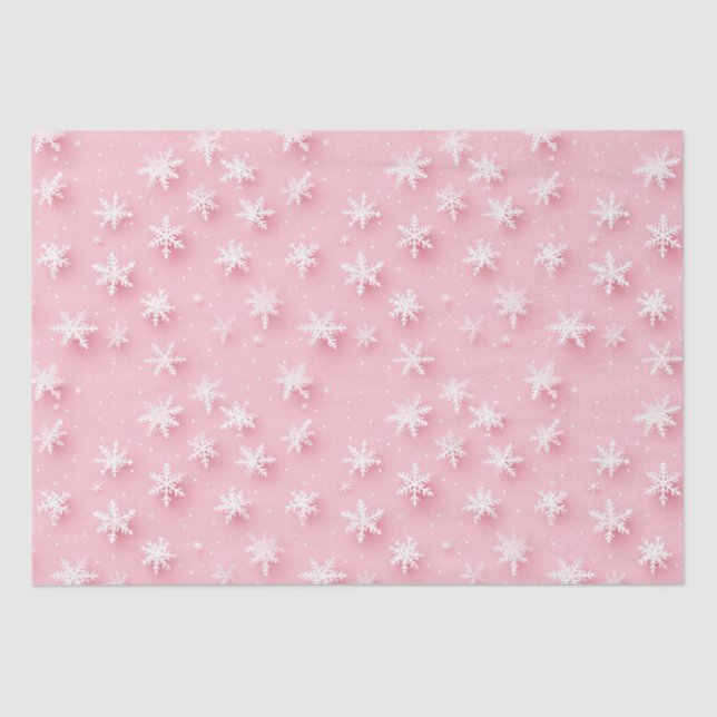 Papel De Seda Flocos de neve de natal rosa (Frente )