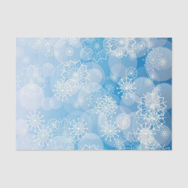 Papel De Seda Flocos de neve de Natal sobre fundo azul (Frente )