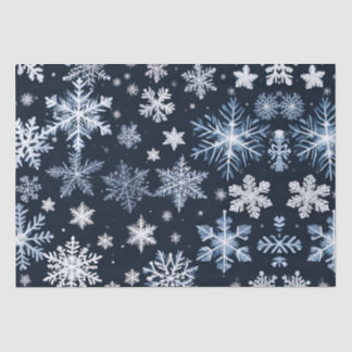Papel De Seda Flocos de neve Design azul-de-inverno