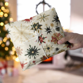 Papel De Seda Flocos de neve Dourados de Natal elegantes