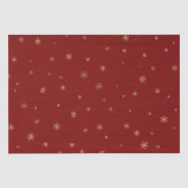 Papel De Seda Flocos de neve Dourados do Natal Vermelho