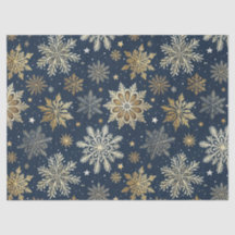 Flocos de Neve Dourados e Azuis Modernos e Caprich