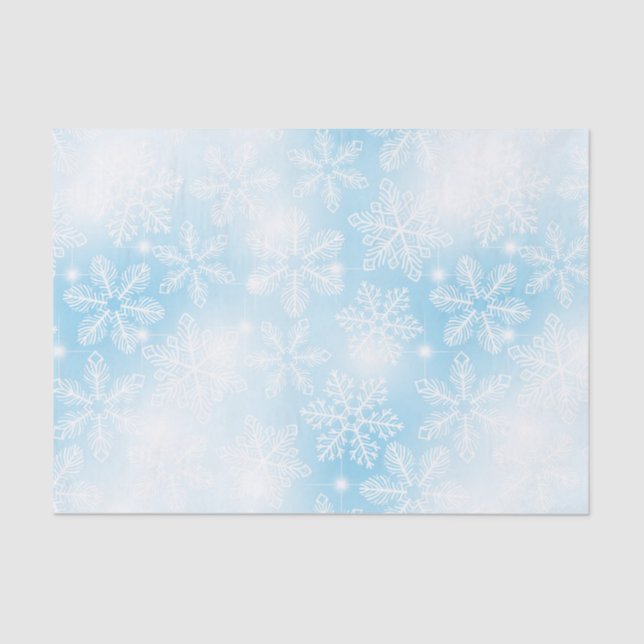 Papel De Seda Flocos de neve e luzes em azul (Frente )
