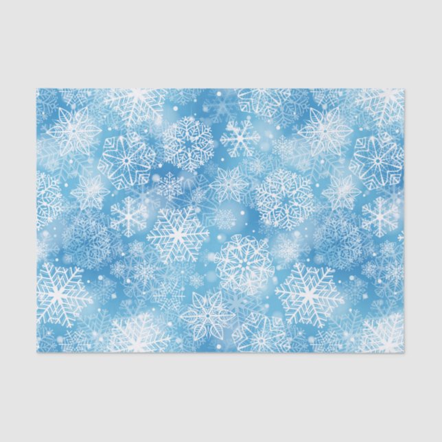Papel De Seda Flocos de neve em azul (Frente )