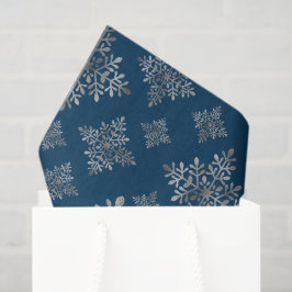 Papel De Seda Flocos de Neve em Folha Cinza Falsa em Azul (Não é