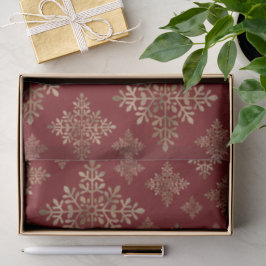 Papel De Seda Flocos de Neve em Folha de Ouro Falsa sobre Vermel