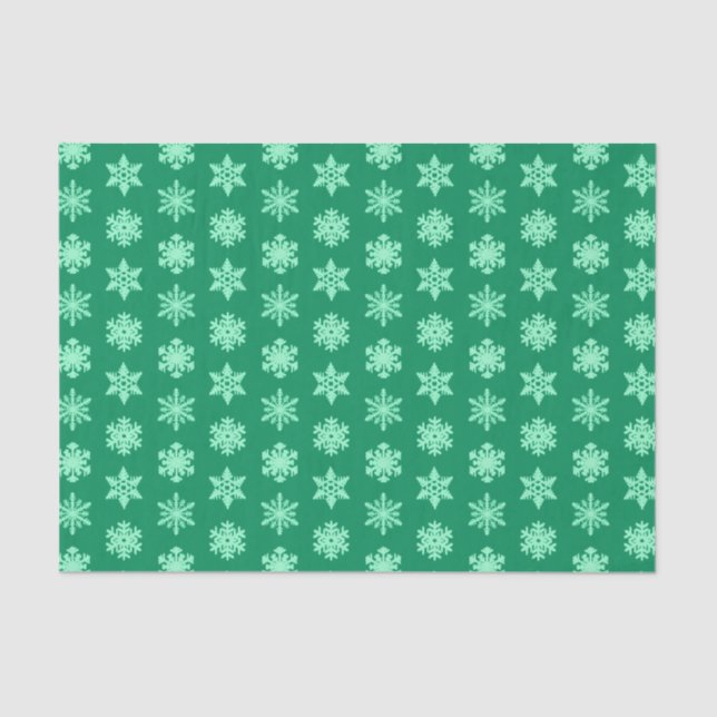 Papel De Seda Flocos de neve Ikat - Pinho e horta verdes (Frente )