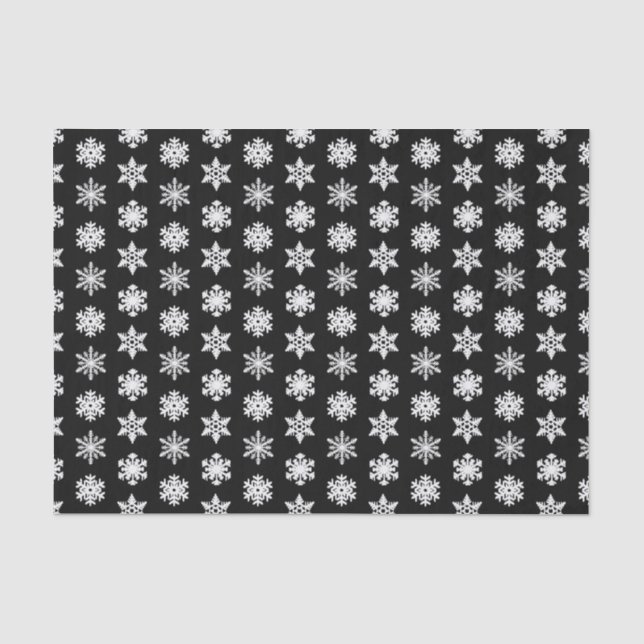 Papel De Seda Flocos de neve Ikat - Pretos e brancos (Frente )