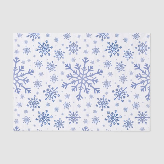 Papel De Seda Flocos de neve marinho azul de Natal em branco de  (Frente )
