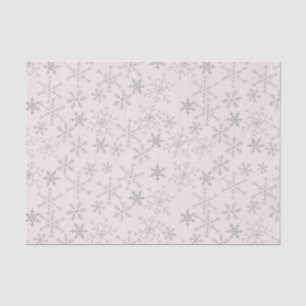 Papel De Seda Flocos de neve Padrão Rosa e Silver Feriado de inv