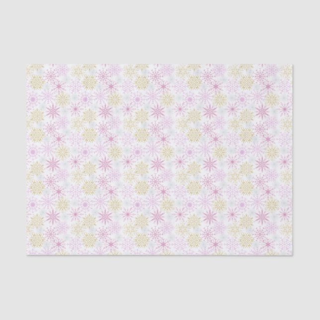 Papel De Seda Flocos de neve rosados (Frente )