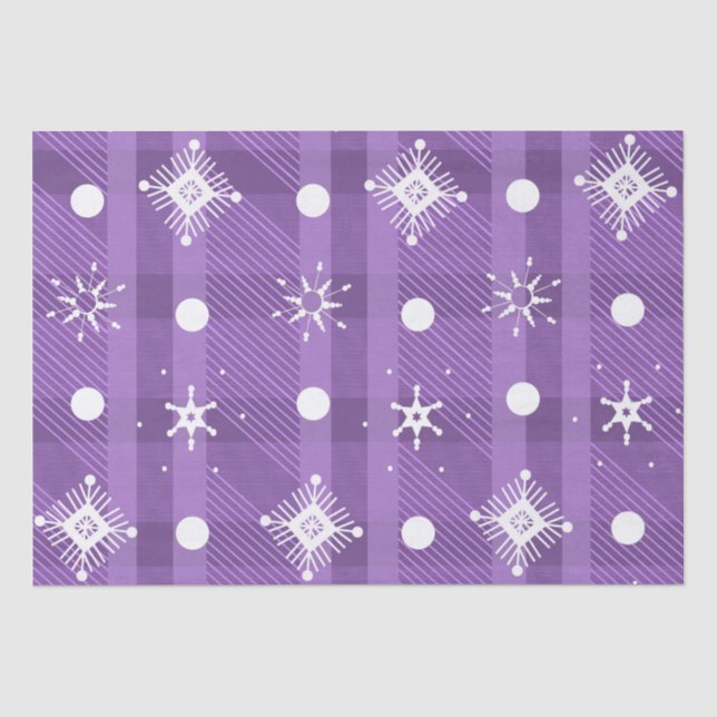 Papel De Seda Flocos de Neve Simples Xadrez Roxo Padrão (Frente )
