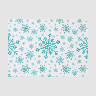 Papel De Seda Flocos de neve verdes bonito de Natal em branco de