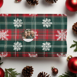 Papel De Seda Flocos de neve verdes e vermelhos de Natal elegant