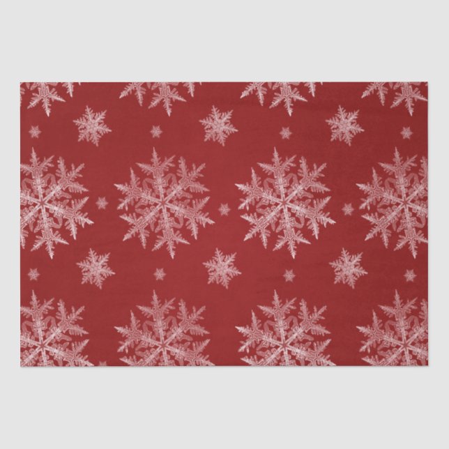 Papel De Seda Flocos de Neve Vermelho Natal Feriado (Frente )