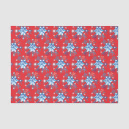 Papel De Seda Flocos de neve, vermelhos e azuis, feriados