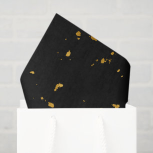 Papel De Seda Flocos Dourados Pretos