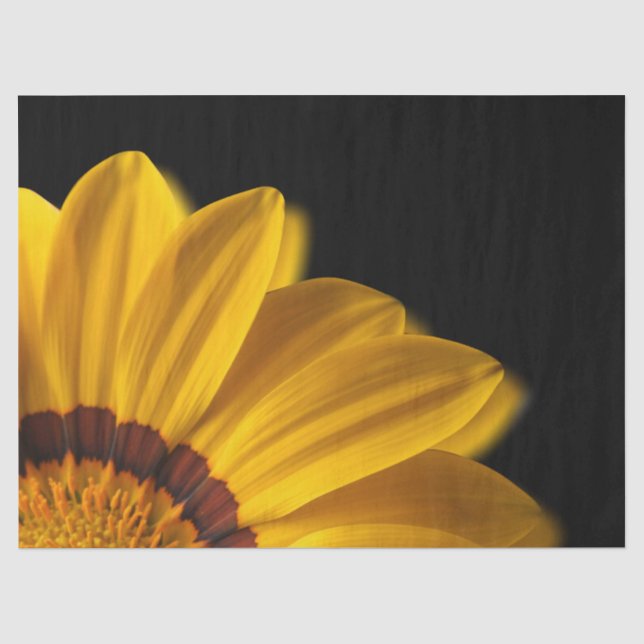 Papel De Seda Flor amarela sobre fundo preto (Frente )