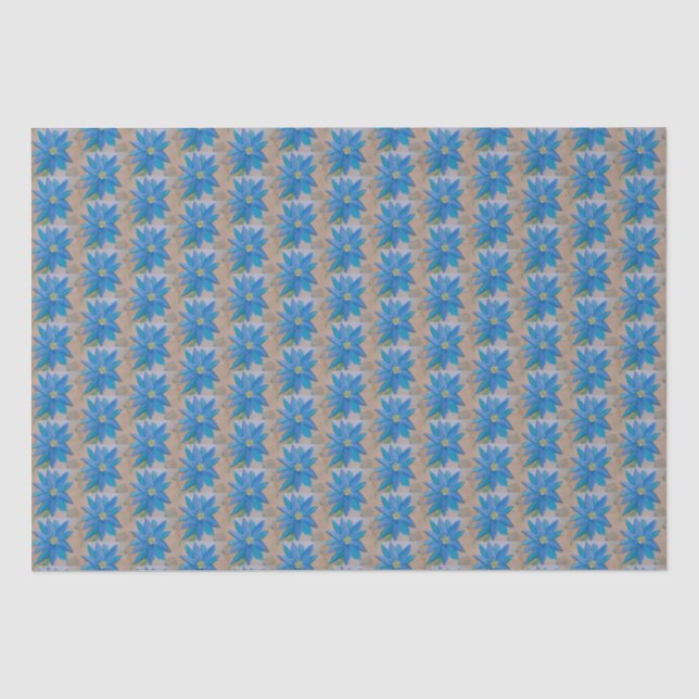 Papel De Seda Flor Azul (Frente )