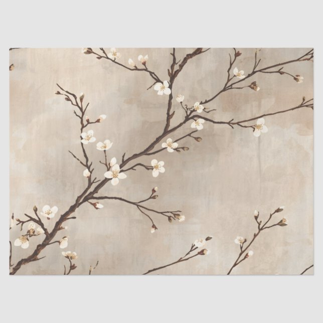 Papel De Seda Flor Branca Elegante Ramo Mínimo (Frente )